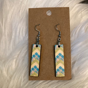 Spring Plaid 2 (BE54) -  Bar Shape Earrings - 1.5"