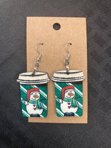 Snowman (CM09) - Coffee Cup Earrings 1.5