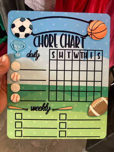 Sports - Dry Erase Chore Chart