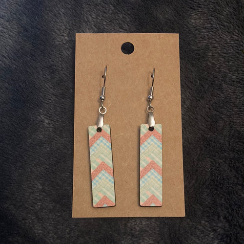 Spring Plaid 3 (BE55) -  Bar Shape Earrings - 1.5