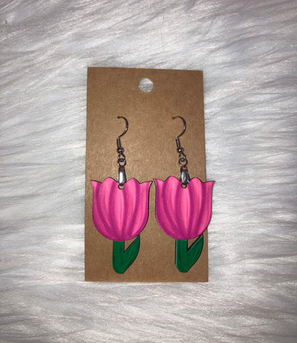 Pink (T04) Tulip Shape Earrings - 1.5”