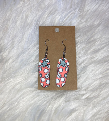 Pink Dot Star (FF74) - Flip Flop Earrings 1.5