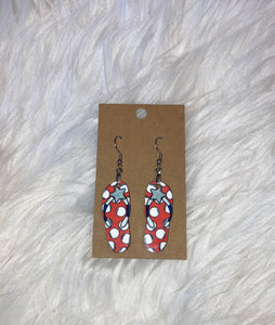 Red White Blue Dot Star (FF73) - Flip Flop Earrings 1.5"