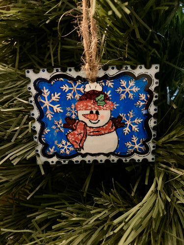 Snowman Snowflakes (STS12) - Stamp Shape Ornament