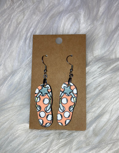 Peach Dot Star (FF75) - Flip Flop Earrings 1.5