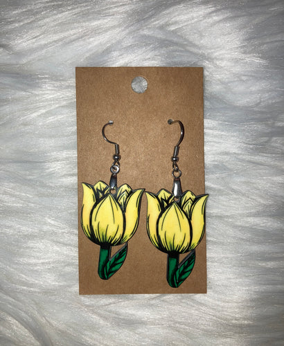 Yellow 3 (T19) Tulip Shape Earrings - 1.5”