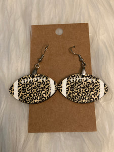 Gold Leopard Football (FB04) - Football Earrings