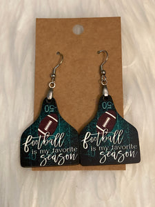 Football is my Favorite Season (CT19) - Cattle Tag Earrings