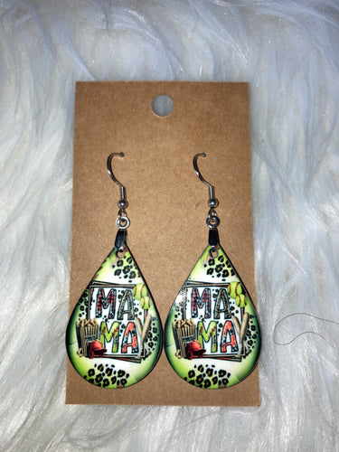 MAMA Softball (TD55) Tear Drop Earrings