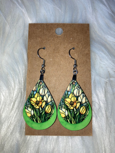 Spring Tulips (TD58) Tear Drop Earrings