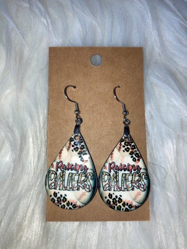 Raising Ballers Baseball (TD60) Tear Drop Earrings