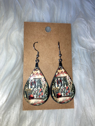 MAMA Baseball (TD62) Tear Drop Earrings