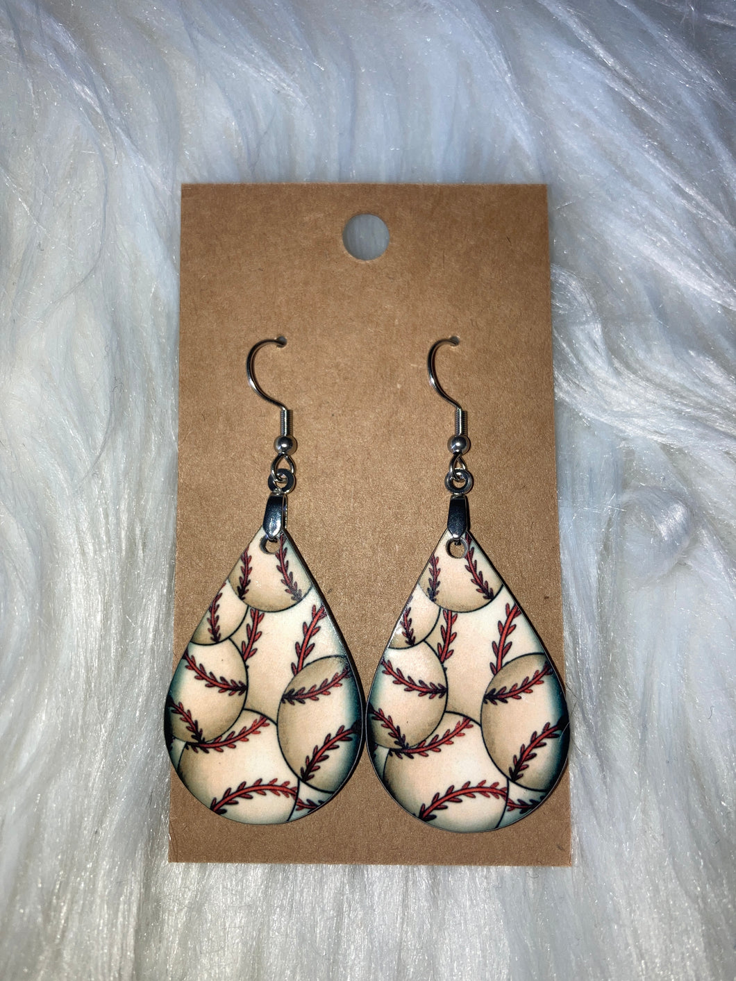 Baseballs (TD61) Tear Drop Earrings