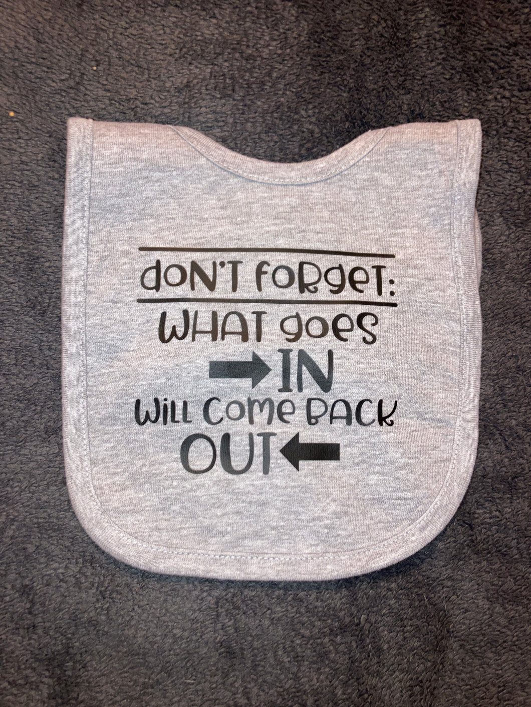 Don’t Forget: What Goes in Will Come Back Out Bib