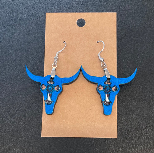 Cross Steer Skull (SS06) Earrings