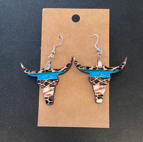 Multi Print 1 Steer Skull (SS01) Earrings