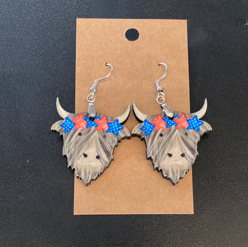 Americana Stars Highland Cow (HC03) Earrings