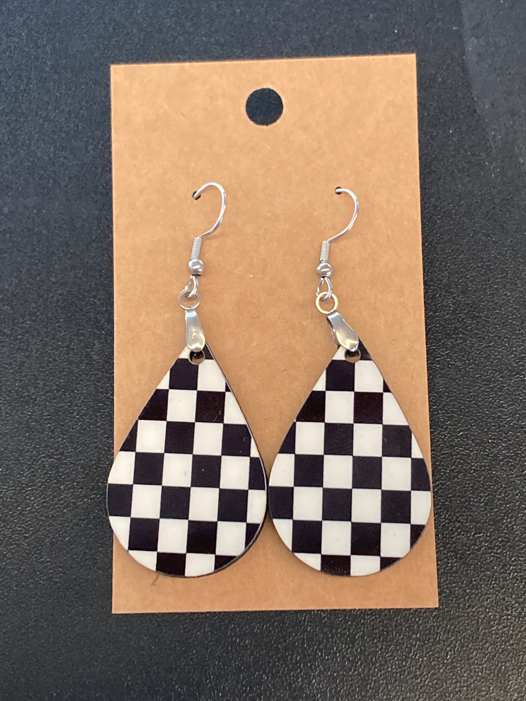 Checkered -  Tear Drop Earrings