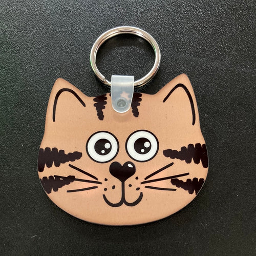 Tan Tabby (CH01) Cat Head Shape Keychain