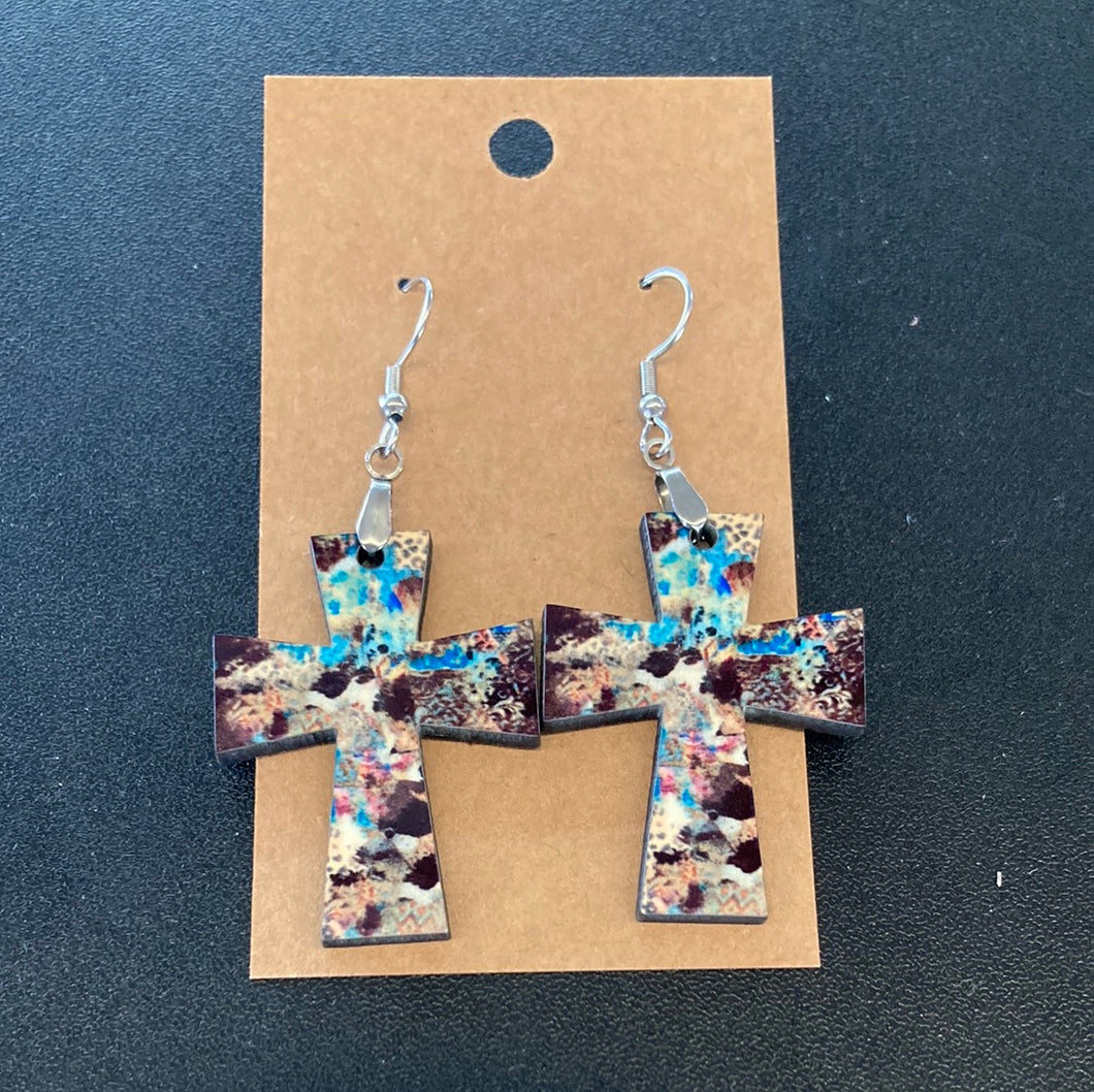 Multi Print Cross (CR07) Earrings