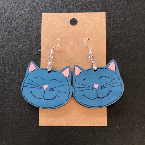 Grey Cat Head (CH05) Earrings