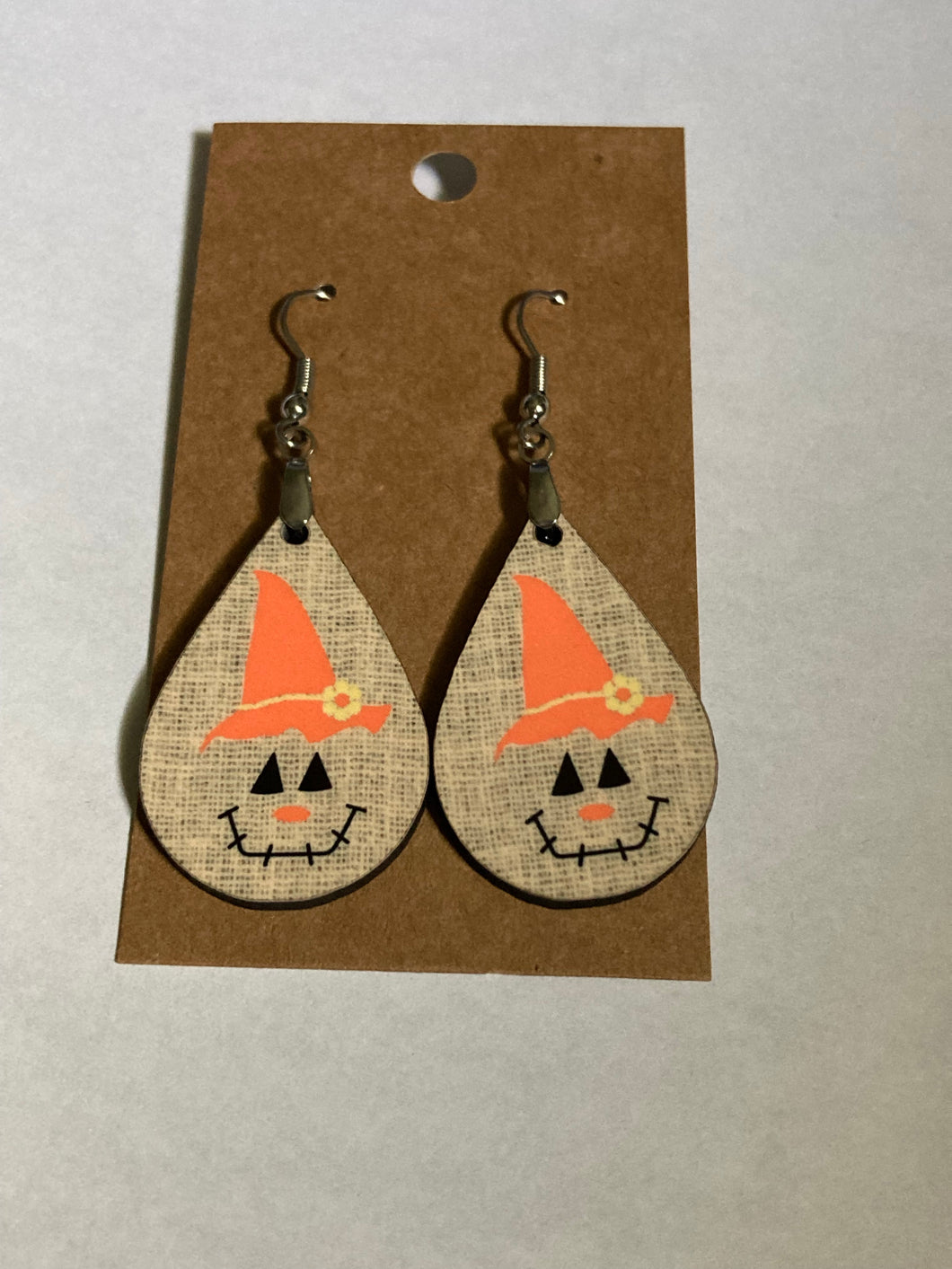 Scarecrow Orange Hat - Tear Drop Earrings