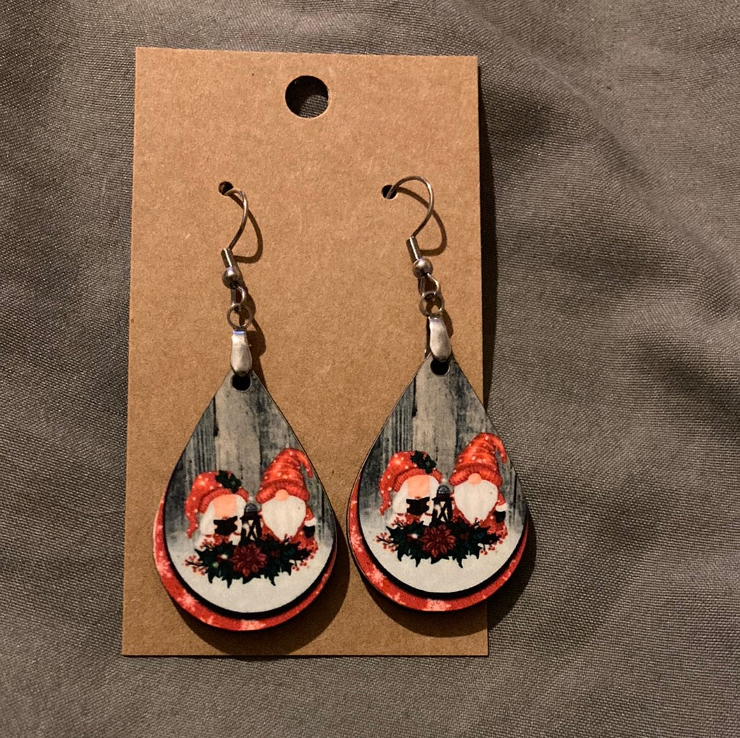 Red Gnomes 2 Tier Look -  Tear Drop Earrings