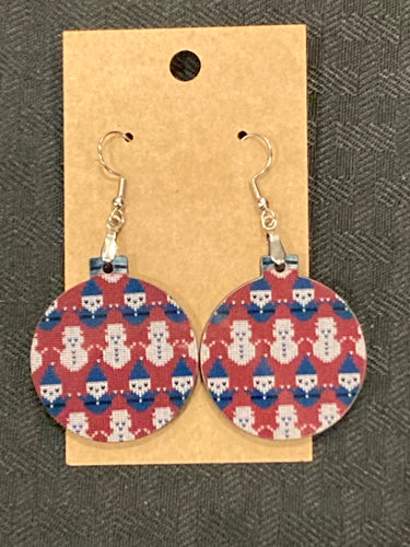 Snowman Santa (B06) - Bulb Ornament Earrings