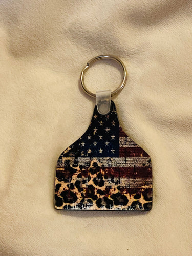 Flag & Print - Cow Tag Keychain