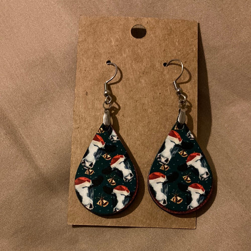 Christmas Cows -  Tear Drop Earrings