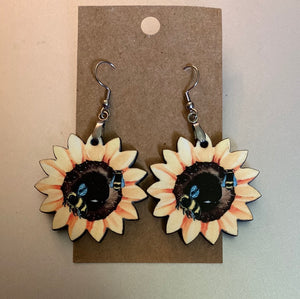 Bees (SF09) - Sunflower Earrings 1.5"