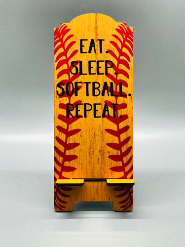 Cell Phone Stand - Eat Sleep Softball Repeat