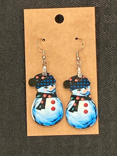 Green Holly (SB04) - Snowman with Beanie Earrings