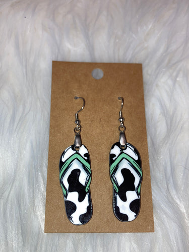 Cow Print (FF66) - Flip Flop Earrings 1.5