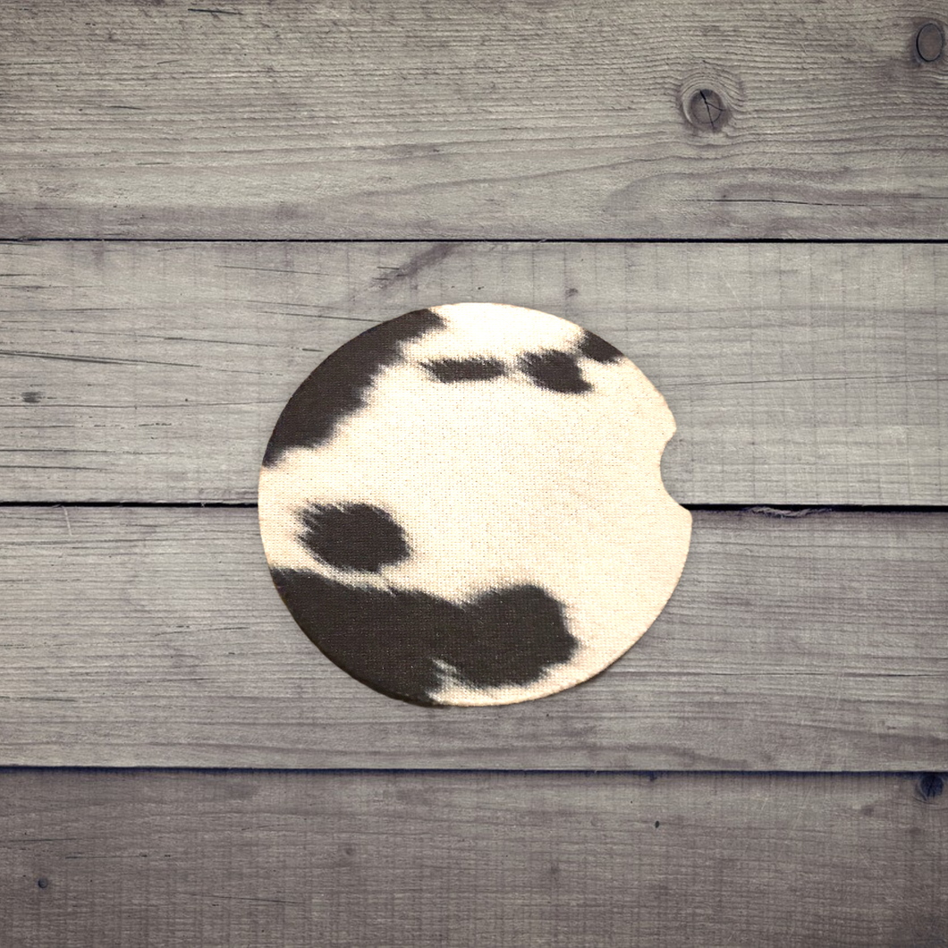 Car Coaster - Black & White Cowhide - CC12