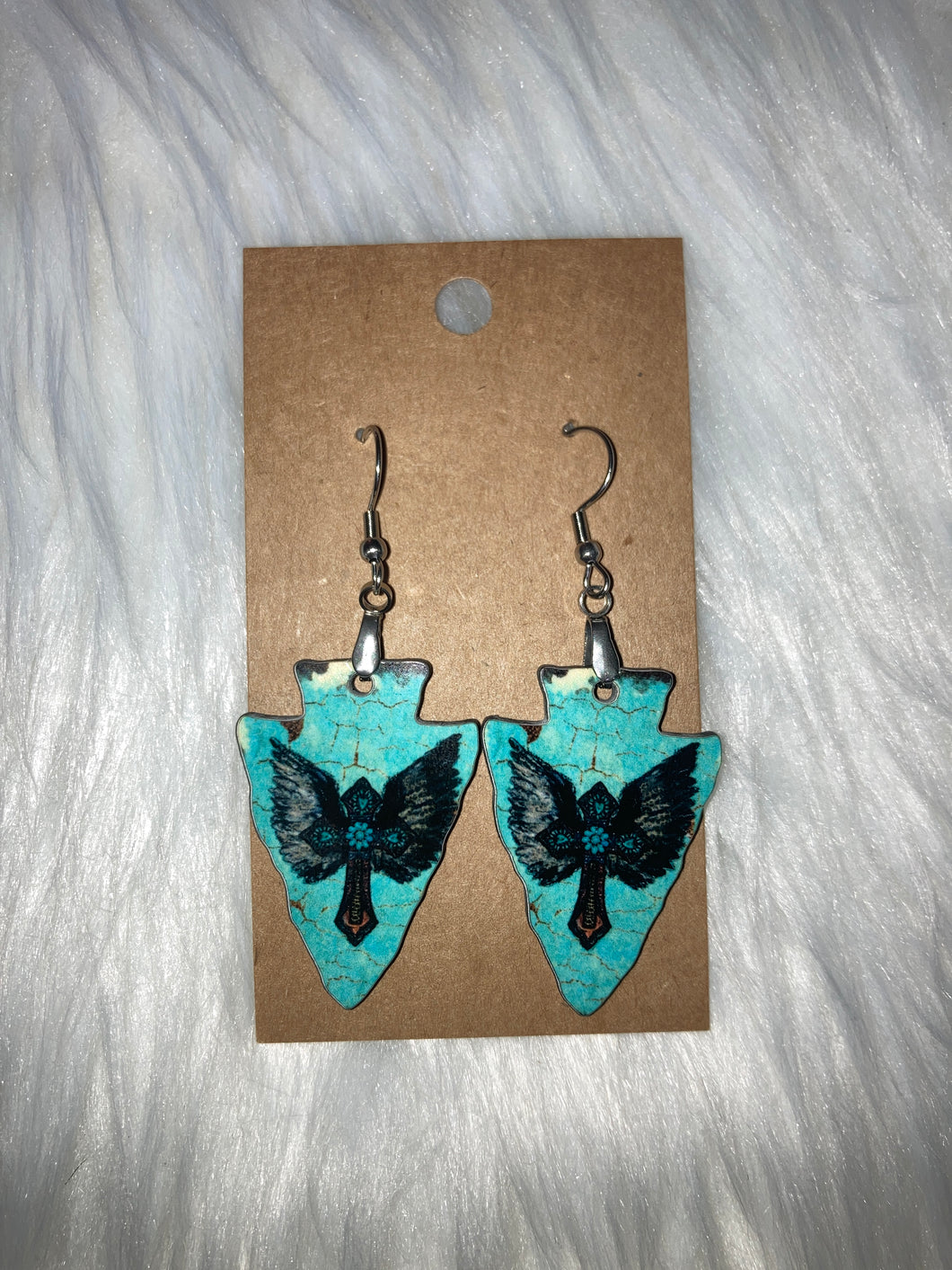 Wings Cross (AH02) - Arrowhead Earrings