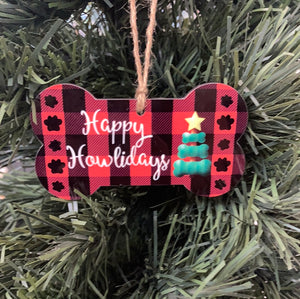 Happy Howlidays (DB01) - Bone Shape Ornament