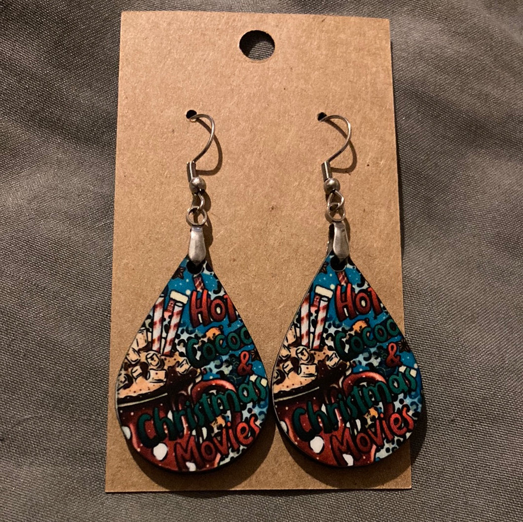 Hot Cocoa & Christmas Movies -  Tear Drop Earrings