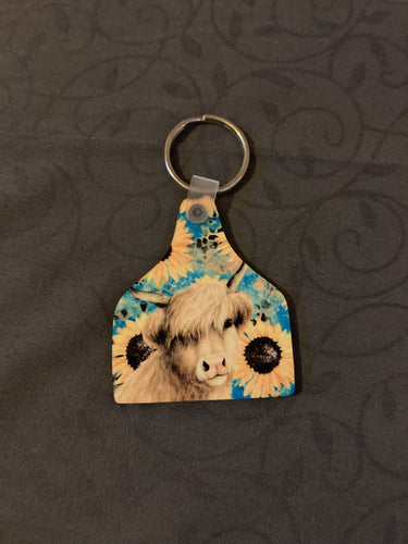 Sunflower Cow - Cattle Tag Keychain