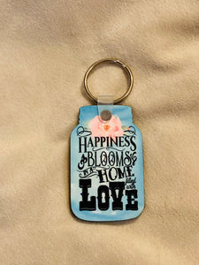 Happiness Blooms (MJ02) - Mason Jar Keychain