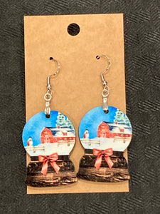 Barn Scene 2 (SG03) - Snow Globe Earrings