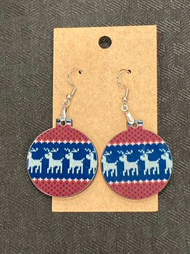 Deer Sweater (B04) - Bulb Ornament Earrings