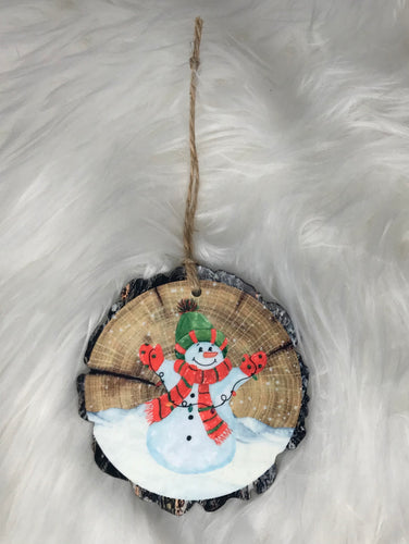 Snowman (WS17) - Wood Slice Shape Ornament