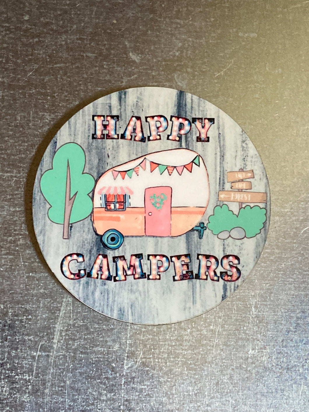 Happy Campers - Circle Magnet - R08