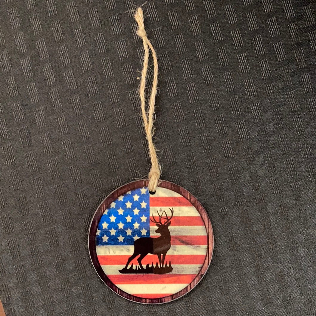 Deer Flag (R95) -  Round Ornament