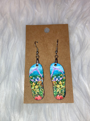 Floral (FF53A, FF53B) - Flip Flop Earrings 1.5