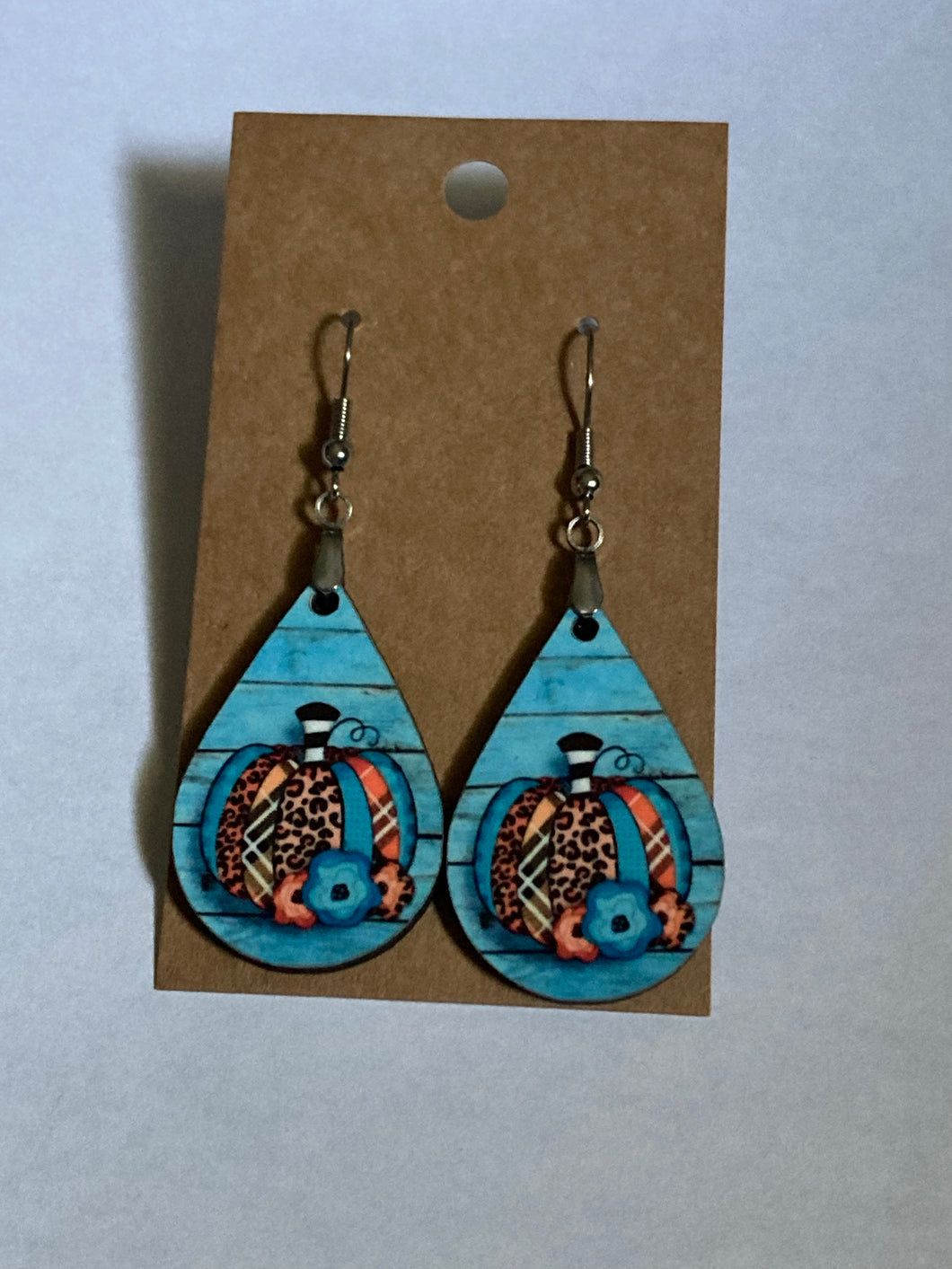 Multiprint Pumpkin - Tear Drop Earrings