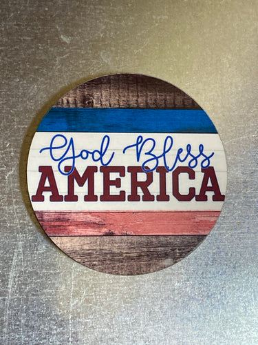 God Bless America - Circle Magnet - R20