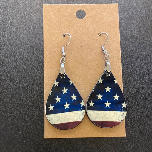 American Flag Tear Drop Earrings