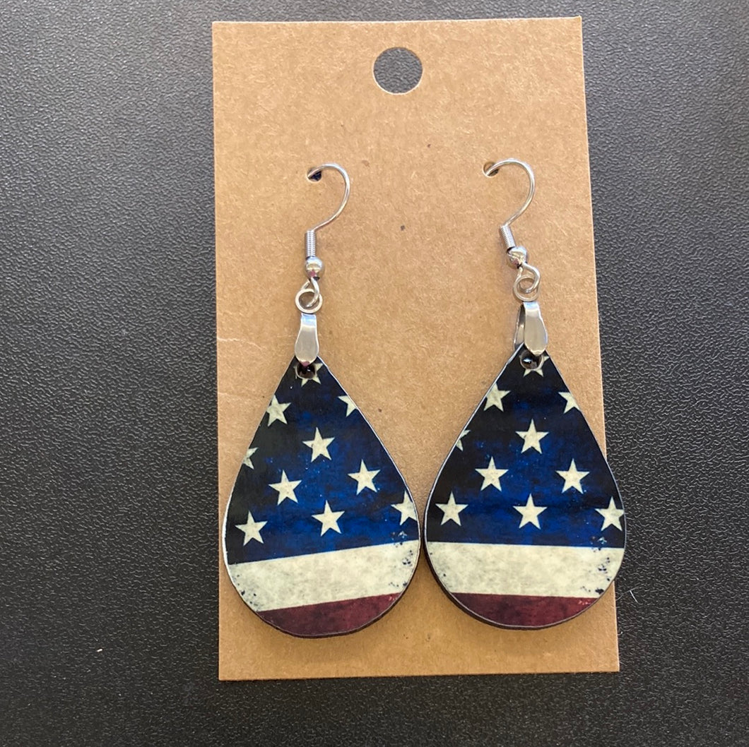 American Flag Tear Drop Earrings